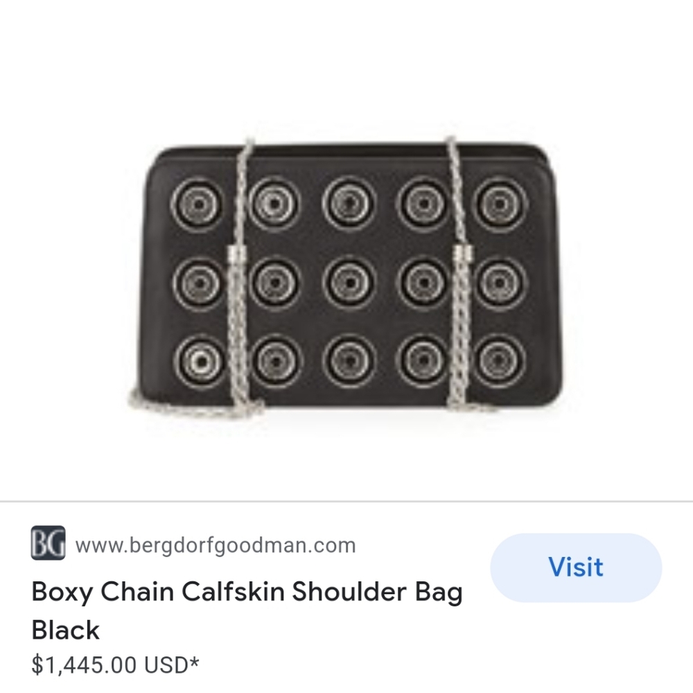 Lanvin Designer calfskin leather black chain purse